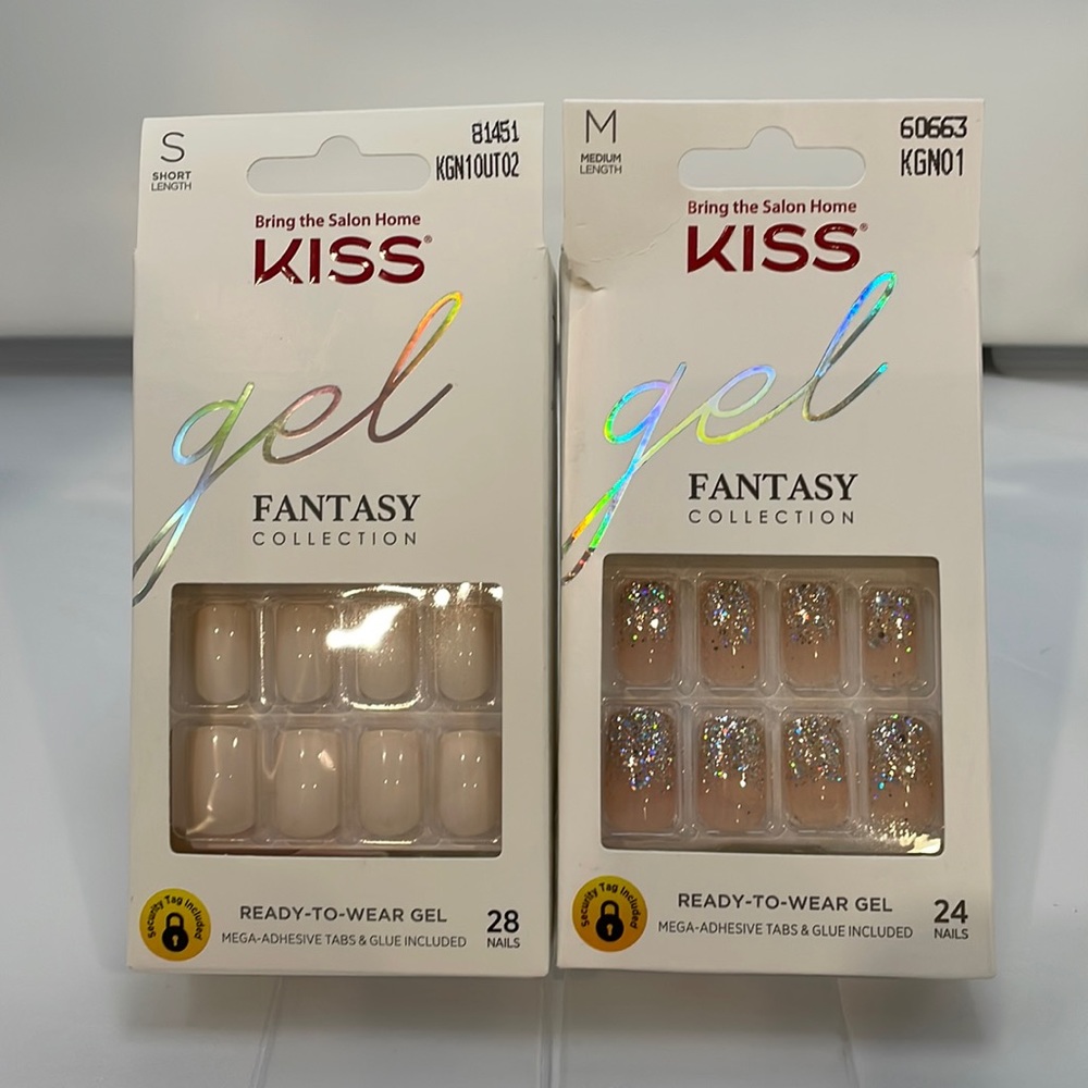 KISS Fantasy Collection Ready-to-Wear Gel Nails (3 plus Glue) ~ BUNDLE ~ NEW ~